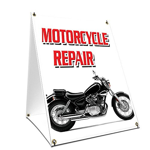 AFrame Sidewalk Motorcycle Repair Sign with Graphics On Each Side  18 X 24 Print Size