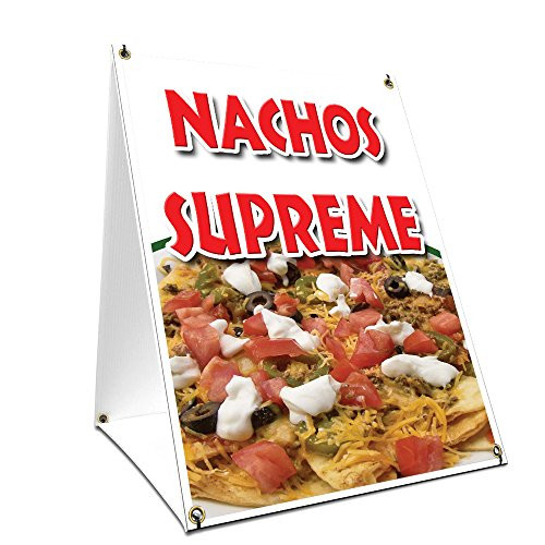 AFrame Sidewalk Nachos Supreme Sign with Graphics On Each Side  18 X 24 Print Size