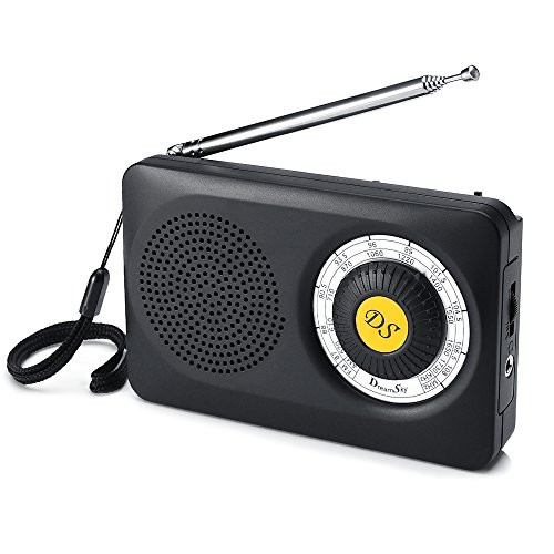 DreamSky AM FM Portable Radio with Loudspeaker and Headphone Jack, Superior Reception Radios for Emergency, Camping, Battery Operated.