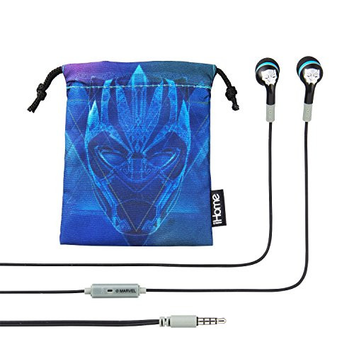 Black Panther Noise Isolating Earbuds with Built in Microphone and Pouch
