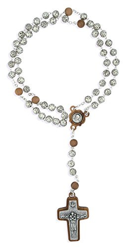 Vatican Imports Pope Francis Rosary with Rosette Beads and Wood Accents  Made in Italy Olive Wood