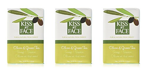 Kiss My Face Pure Olive Oil and Green Tea Moisturizing Bar Soap 8 Ounce 3 Count