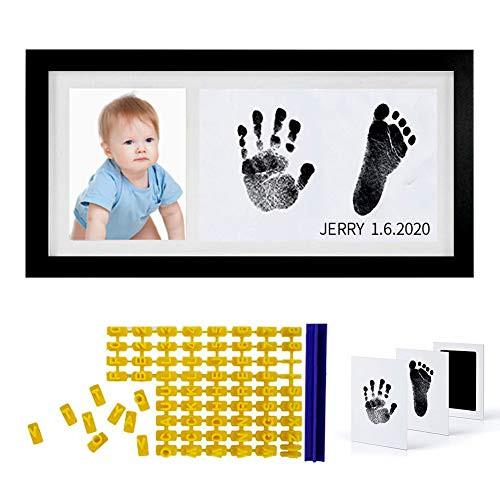 Newborn Baby Handprint and Footprint Photo Frame Date  Name Stamp Baby Ink Hand and Footprint Kit Black