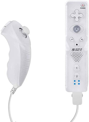 Wii Remote Controller and Nunchuck Controller Compatible for Nintendo WiiWii U Console Buildin Motion Sensor Plus White