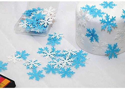 50pcs Wafer ALL Blue Edible Snowflakes Cupcake  Cake Toppers Decoration for Winter Frozen Theme Party