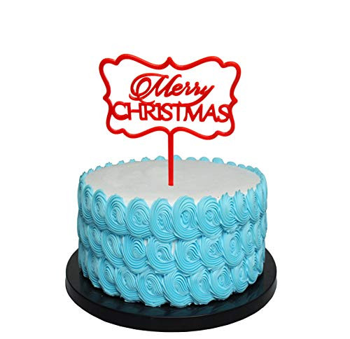 Merry Christmas Cake Topper Merry Xmas Cake DecorationsChristmas Party Decoration Supplies Red