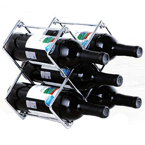 Countertop Wine Rack Metal 6 Bottles Wine HolderModern Wine Racks Countertop Freestanding Metal Wine Rack Small Tabletop Wine RackWine Bottle Storage 6 Bottle Silver
