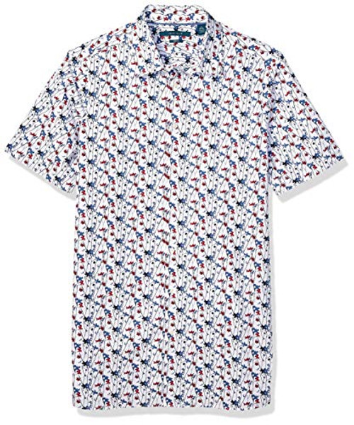Perry Ellis Mens Big and Tall Blossom Print Shirt Bright White 4X Large