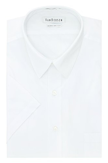 Van Heusen Mens Dress Shirts Short Sleeve Poplin Solid White 155 Neck