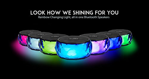 OG-EVKIN Portable Wireless Bluetooth Speakers V4.1, 33-Foot Bluetooth Range & Built-in Mic, 360 Degree Sound Field Wireless Speaker with Directly Access TF Card Play, Multicolored LED Lighting