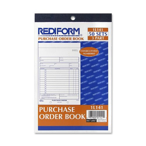 Rediform Purchase Order Book 3 Part Carbonless 55 x 7875 Inches 50 Forms 1L141