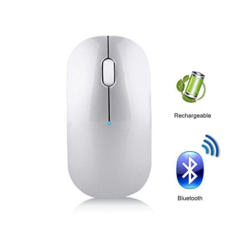 Bluetooth Mouse, Attoe Ultra Thin Portable Noiseless Wireless Mouse Built-in 400 mA Battery Gaming Bluetooth Mouse for PC Laptop Tablet Notebook (Silver)