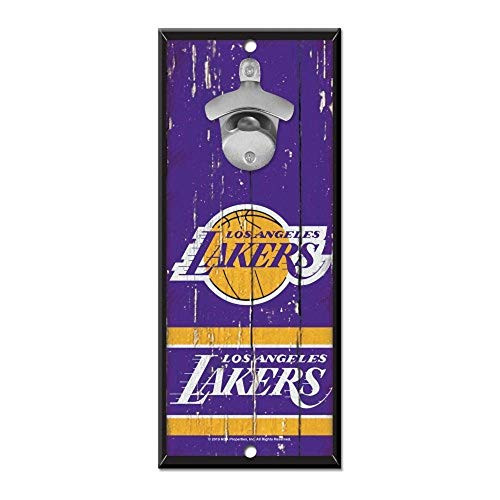 WinCraft NBA Los Angeles Lakers 5x11 Wood Sign Bottle Opener Team Colors 5x11