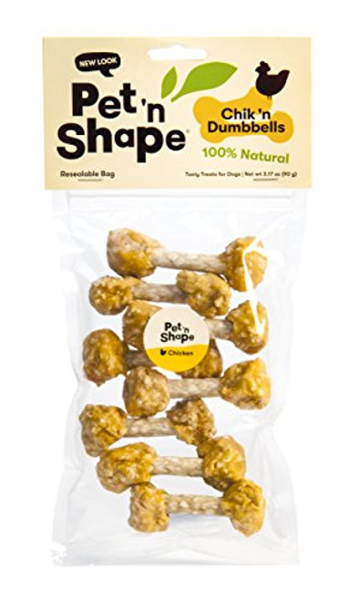 Pet n Shape Chik N Rice Dumbbells  All Natural Dog Treats Chicken 3 oz