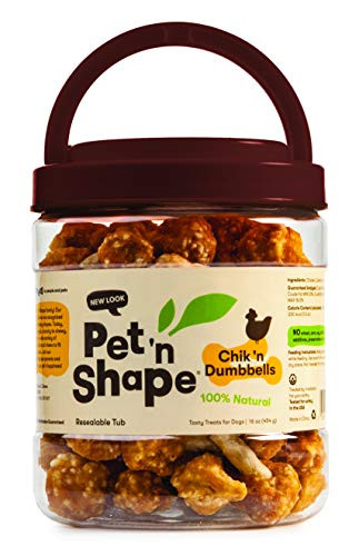 Pet n Shape Chik N Rice Dumbbells  All Natural Dog Treats Chicken 1 Lb