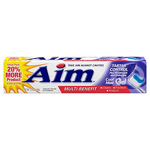 Aim Tartar Control Anticavity Fluoride Toothpaste Gel  55 oz Pack of 2