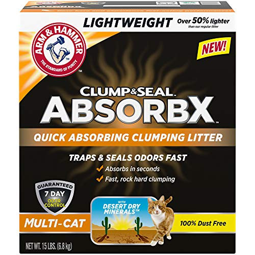 Arm  Hammer Clump  Seal AbsorbX Clumping Litter MultiCat 15 lb Works Like 30 Pounds