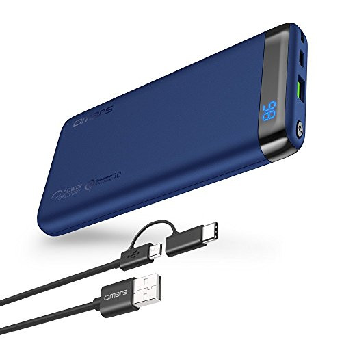 Omars USB C Power Bank, 10000 mAh PD Portable Charger Power Delivery QC Quick Charge 3.0 USB Type-C 18W Output for iPhone X/8/8 Plus, Galaxy S8/S7, Nintendo Switch and More (Dark Blue) Omars USB C Power Bank, 10000 mAh PD Portable Charger Power Delivery QC Quick Charge 3.0 USB Type-C 18W Output for iPhone X/8/8 Plus, Galaxy S8/S7, Nintendo Switch and More (Dark Blue)
