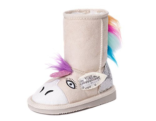 MUK LUKS Girls Luna Unicorn Boots Fashion Natural 9 M US Little Kid