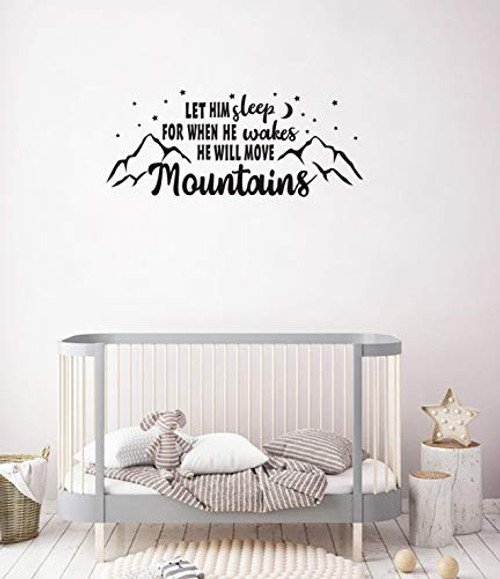Home Decal Kids Let Him Sleep for When He Wakes He Will Move Mountains Vinyl Wall Decal Nursery Stars Wall Stickers for Baby Boys DDK08 Black Home Decal Kids Let Him Sleep for When He Wakes He Will Move Mountains Vinyl Wall Decal Nursery Stars Wall Stickers for Baby Boys DDK08 Black