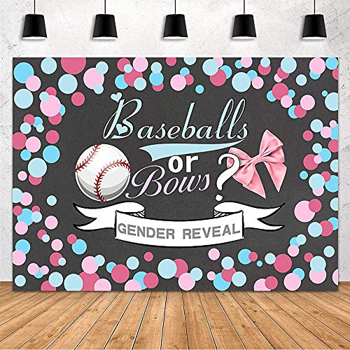 MEHOFOND Baseballs or Bows Gender Reveal Baby Shower Party Decorations Backdrop Boy or Girl Pink or Blue He or She Photography Background Banner Newborn Baby Cake Table Studio Photo Props Vinyl 7x5ft MEHOFOND Baseballs or Bows Gender Reveal Baby Shower Party Decorations Backdrop Boy or Girl Pink or Blue He or She Photography Background Banner Newborn Baby Cake Table Studio Photo Props Vinyl 7x5ft