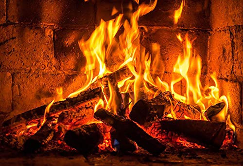Mehofond Fire Photo Background Burning Firewoods Fireplace Flame Wood Winter Xmas Holiday Party Decorations Banner Photography Backdrop Photo Studio Props 5x3ft