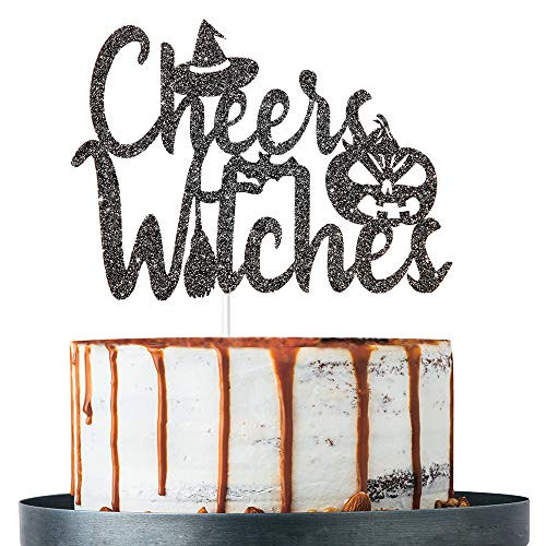 Black Cheers Witches Cake Topper Halloween Party Decoration Halloween Cake Decorations