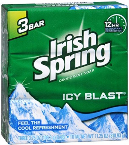 Irish Spring Deodorant Bar Soap Icy Blast 375 oz bars 3 ea Pack of 11