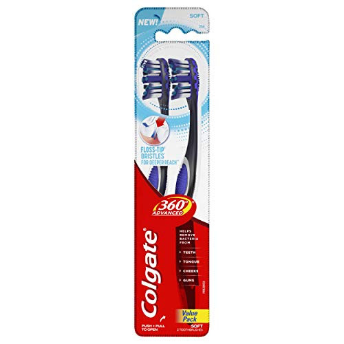 Colgate 360 Total Advanced FlossTip Slim Toothbrush Soft  2 Count