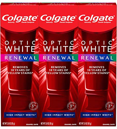 Colgate Optic White Renewal Teeth Whitening Toothpaste High Impact White  3 Ounce 3 Pack