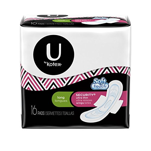 U by Kotex Security Ultra Thin Pads with Wings Long FragranceFree 16 Count Pack of 8