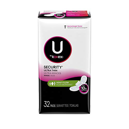 U by Kotex Security Ultra Thin Pads with Wings Long Unscented 32 Count