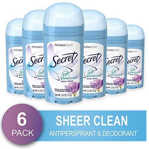Secret Antiperspirant Deodorant for Women Sheer Clean Scent Invisible Solid 26 Oz Pack of 6