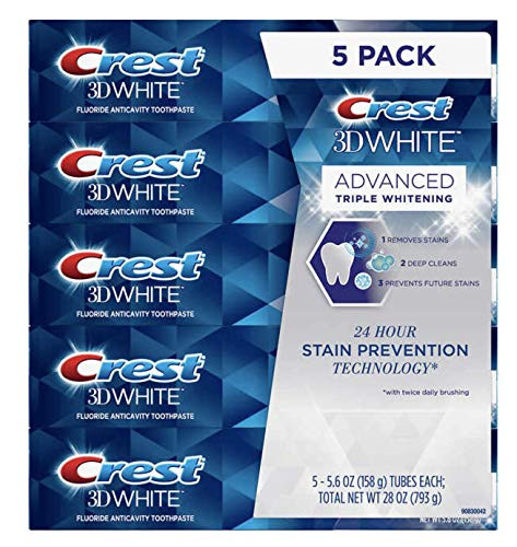 Crest 3D White Advance Whitening Flavoride Anticavity Toothpaste 5 Pack 56 Oz Net Wt 28 Oz
