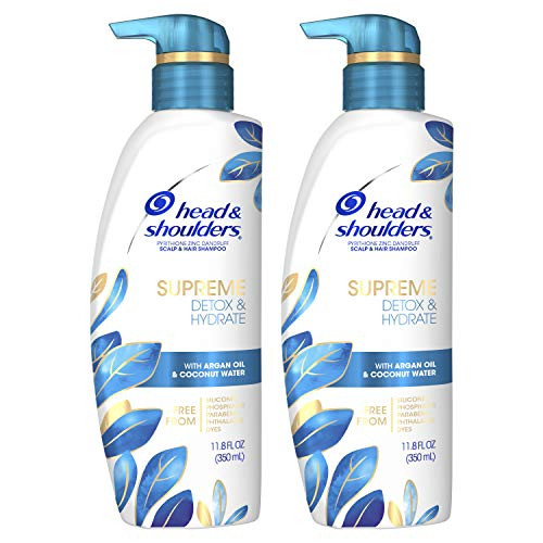 Head  Shoulders Supreme Scalp Care and Dandruff Treatment Shampoo with Argan Oil and Coconut Water Detox and Hydrate Hair and Scalp 118 Fl Oz Twin Pack