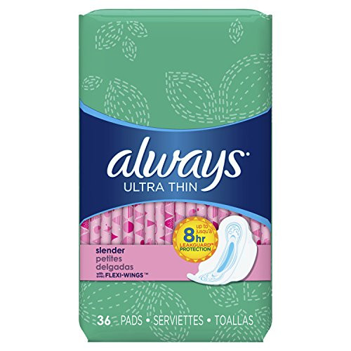 Always Ultra Thin Feminine Pads for women Slender FlexiWings 36 Count