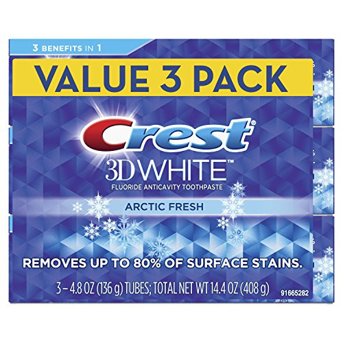 Crest 3D White Whitening Toothpaste Arctic Fresh Icy Cool Mint Flavor 48 oz Pack of 3