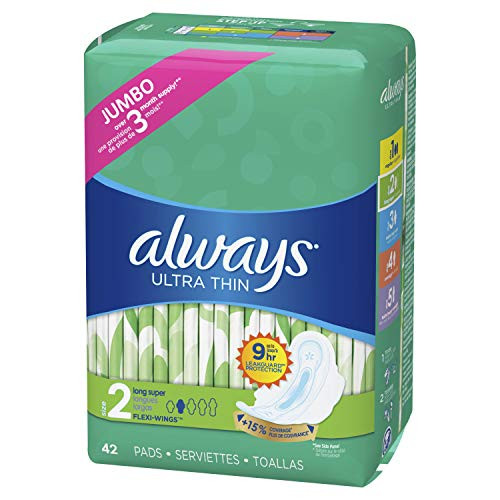 Always FlexiWings Long Super Heavy Jumbo Pack Ultra Thin Pads 077 lb