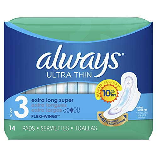 Always Ultra Thin Pads Size 3 Extra Long Super Absorbency with Wings Unscented