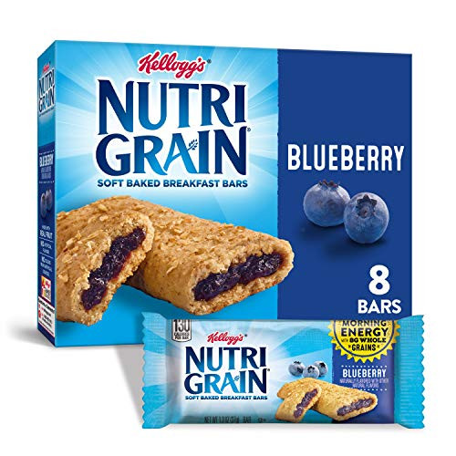 Kelloggs NutriGrain Soft Baked Breakfast Bars Blueberry Made with Whole Grain 104oz Box 8 Count