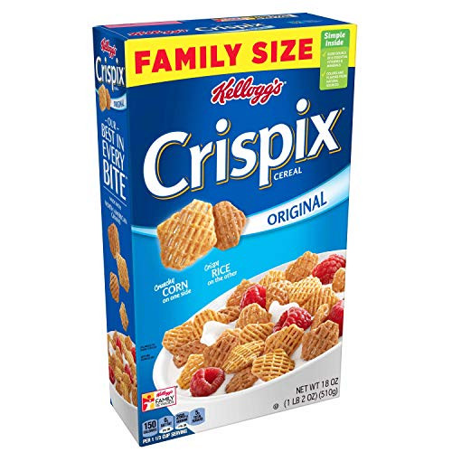 Discontinued Version Kelloggs Breakfast Cereal Crispix Original Low Saturated Fat Family Size 18 oz Box