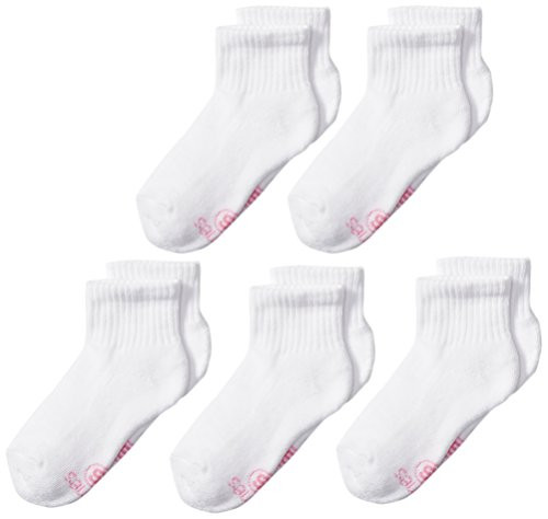 Hanes Ultimate Girls 5Pack Ankle EZ Sort Socks White Medium