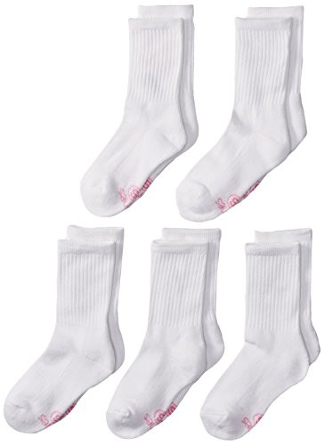 Hanes Ultimate Girls 5Pack Crew EZ Sort Socks White Small