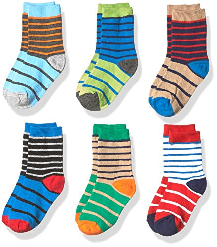 Jefferies Socks Boys Little Stripe Cotton Crew Socks 6 Pair Pack Multi Medium