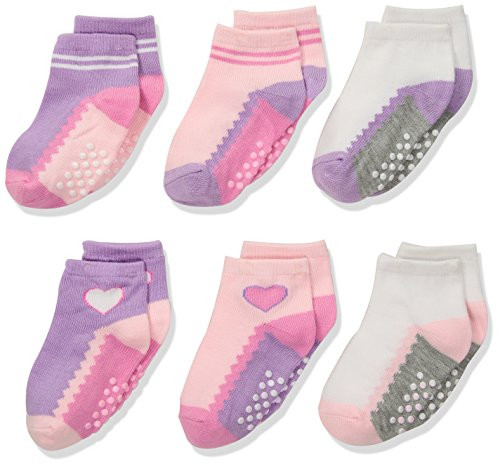 Jefferies Socks Toddler NonSkid Ankle Quarter Socks 6 Pair Pack Girl Multi 1224 Months