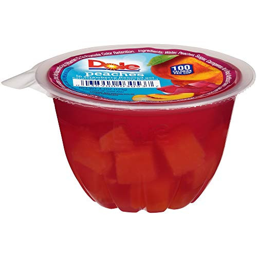 Dole Fruit Bowls Peaches in Strawberry Flavored Gel 43oz 36 cups
