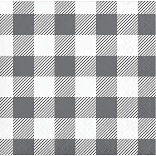 Gray and White Buffalo Check Beverage Napkins 48 ct