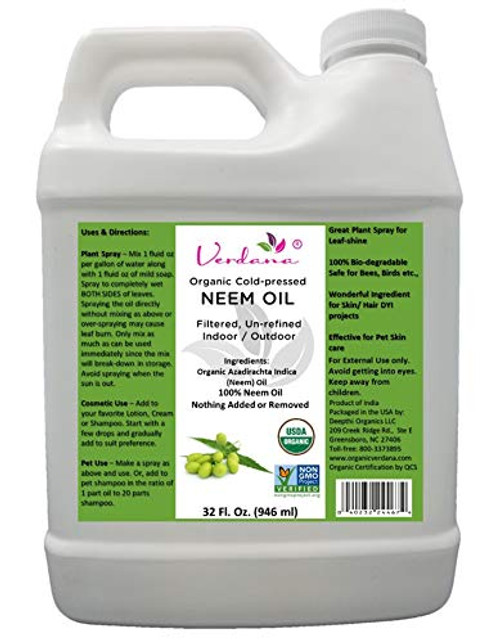 Verdana USDA Organic Cold Pressed Neem Oil 32 Fl Oz Non GMO Certified Unrefined High Azadirachtin Content 100 Neem Oil Nothing Added or Removed Leafshine Pet Care Skin Care Hair Care Verdana USDA Organic Cold Pressed Neem Oil 32 Fl Oz Non GMO Certified Unrefined High Azadirachtin Content 100 Neem Oil Nothing Added or Removed Leafshine Pet Care Skin Care Hair Care