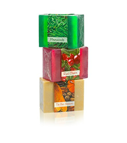 N Nabila K Full Bloom Vegetable Glycerin Bar Soap by Nabila K 3 Bar Sampler Set 8 Pine Woods Red Charm Tis the Season 45oz1275g each
