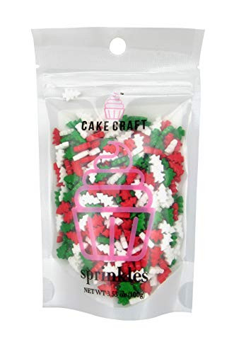 Cake Craft Sprinkles Red Green and White Trees Mix 353 Ounces